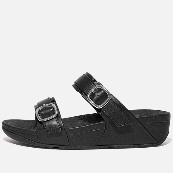 FITFLOPS Lulu Adjustable Leather Slides Sandals - Picture 1 of 6